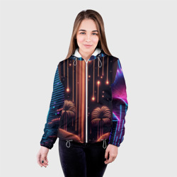 Женская куртка 3D Неоновый тропический дождь - фото 2