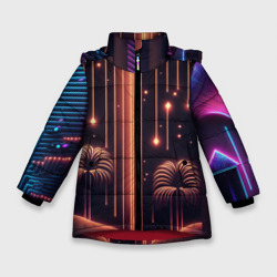 Зимняя куртка для девочек 3D Неоновый тропический дождь