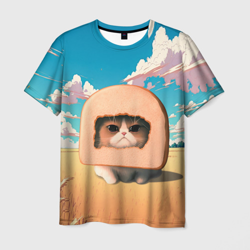 Мужская футболка 3D Мемный кот в хлебе, цвет 3D печать