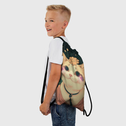 Рюкзак-мешок 3D Смущённый мемный котик - фото 2