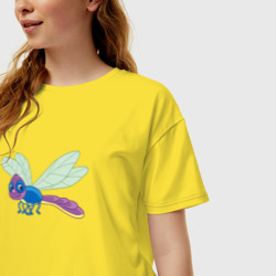 Женская футболка хлопок Oversize Милая мультяшная стрекоза - фото 2