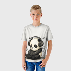 Детская футболка 3D Милая панда в наушниках - фото 2