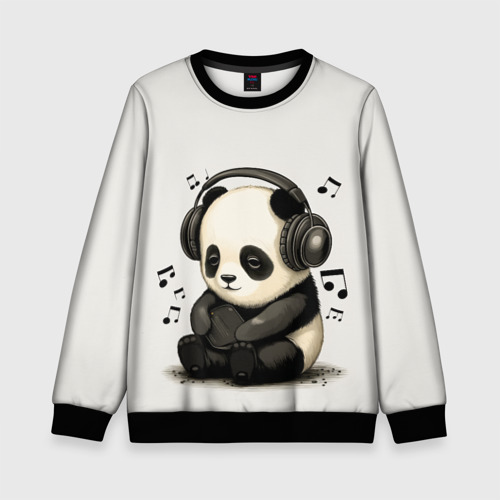 Детский свитшот 3D Милая панда в наушниках, цвет 3D печать