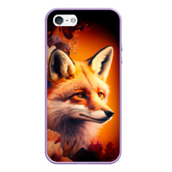 Чехол для iPhone 5/5S матовый Огненно рыжая лиса в цветах