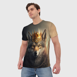 Мужская футболка 3D Волк в золотой короне  - фото 2