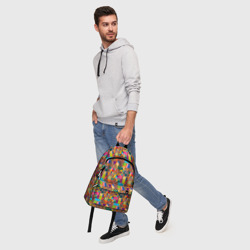 Рюкзак с принтом Лоскутное шитье нейросеть для любого человека, вид спереди №5. Цвет основы: белый