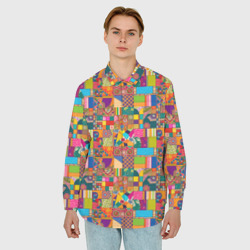 Мужская рубашка oversize 3D Лоскутное шитье нейросеть - фото 2