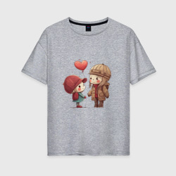 Женская футболка хлопок Oversize Любовь в день Святого Валентина
