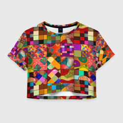 Женская футболка Crop-top 3D Лоскутное шитье, пэчворк из нейросети