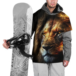 Накидка на куртку 3D Лев и огонь