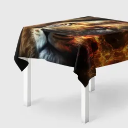 Скатерть 3D Лев и огонь