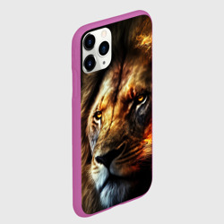 Чехол для iPhone 11 Pro матовый Лев и огонь - фото 2