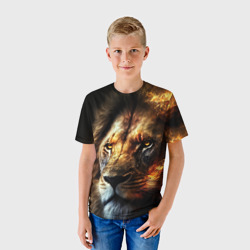 Детская футболка 3D Лев и огонь - фото 2
