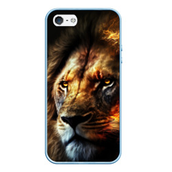 Чехол для iPhone 5/5S матовый Лев и огонь