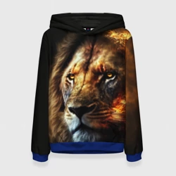 Женская толстовка 3D Лев и огонь