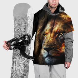 Накидка на куртку 3D Лев и огонь
