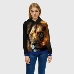 Женская толстовка 3D Лев и огонь - фото 2