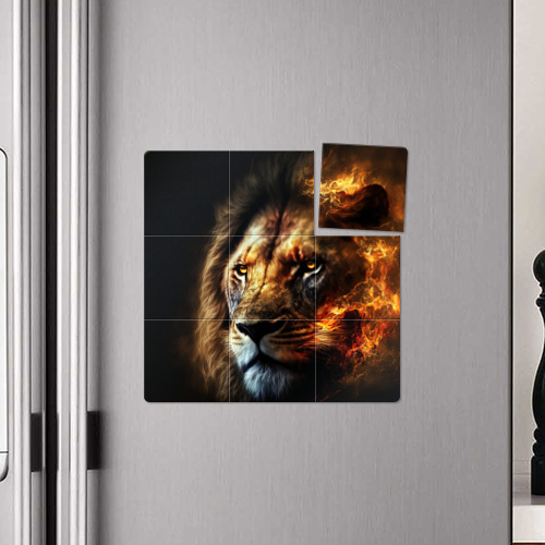 Магнитный плакат 3Х3 Лев и огонь - фото 4
