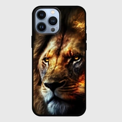 Чехол для iPhone 13 Pro Max Лев и огонь