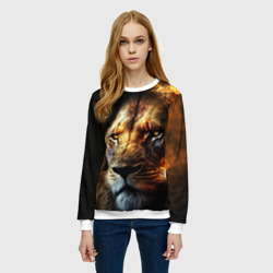 Женский свитшот 3D Лев и огонь - фото 2