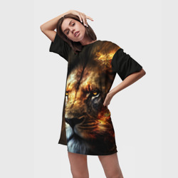 Платье-футболка 3D Лев и огонь - фото 2