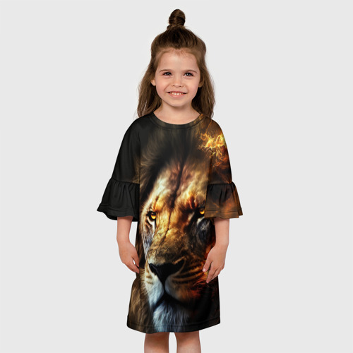 Детское платье 3D Лев и огонь, цвет 3D печать - фото 4