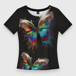Женская футболка 3D Slim Художественные бабочки