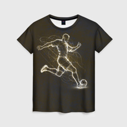 Женская футболка 3D Футболист с мячом в сетке