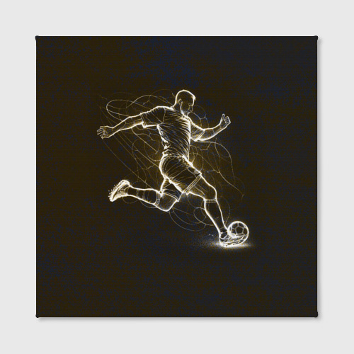 Холст квадратный Футболист с мячом в сетке, цвет 3D печать - фото 2