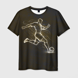 Мужская футболка 3D Футболист с мячом в сетке