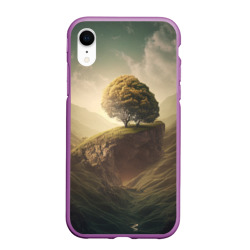 Пейзаж с деревом на скале – Чехол для iPhone XR матовый с принтом купить