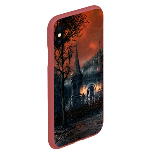 Чехол для iPhone XS Max матовый Bloodborne пейзаж, цвет красный - фото 3