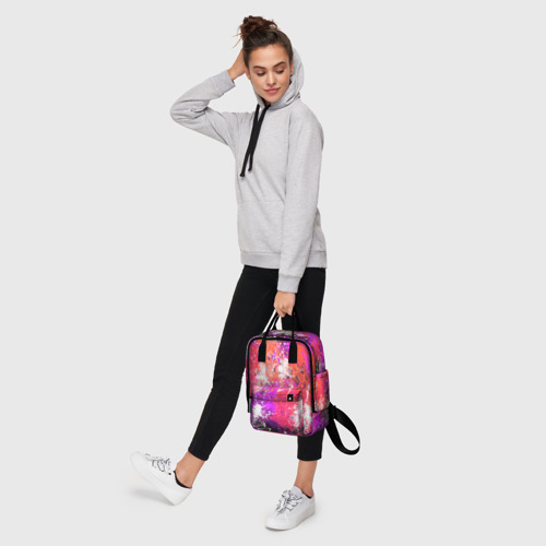 Женский рюкзак 3D с принтом Разбрызганная красная краска - темный фон, фото #4