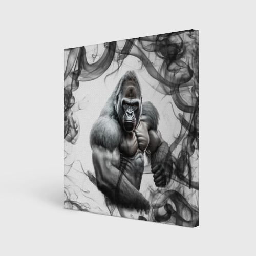 Холст квадратный Накаченная горилла, цвет 3D печать