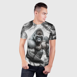 Мужская футболка 3D Slim Накаченная горилла - фото 2