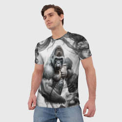 Мужская футболка 3D Накаченная горилла - фото 2
