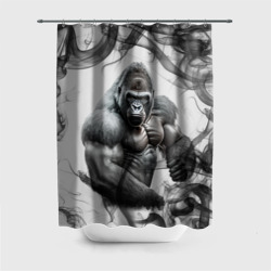 Штора 3D для ванной Накаченная горилла
