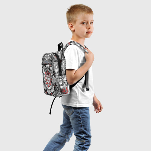 Детский рюкзак 3D с принтом Мандала: цветочный узор, вид сзади #1