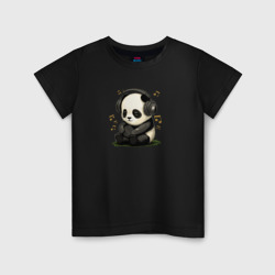 Детская футболка хлопок Милая панда слушает музыку