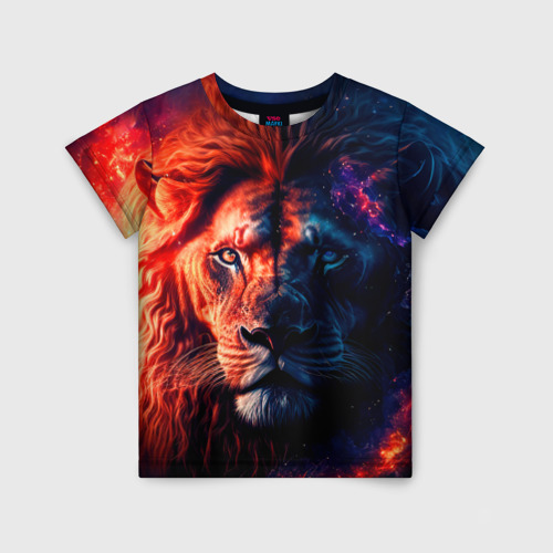 Детская футболка 3D с принтом Звездный лев, вид спереди #2