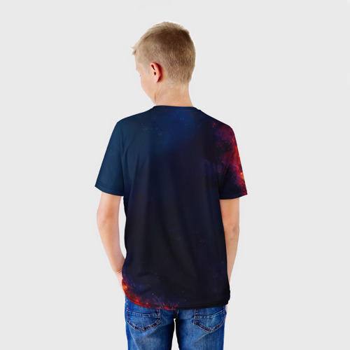 Детская футболка 3D с принтом Звездный лев, вид сзади #2