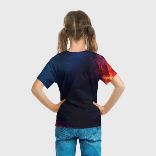 Детская футболка 3D с принтом Звездный лев, вид сзади #2