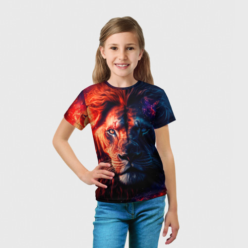 Детская футболка 3D с принтом Звездный лев, вид сбоку #3