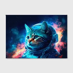 Холст прямоугольный Кот космонавт и звезды - фото 2