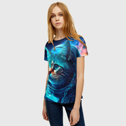 Женская футболка 3D Кот космонавт и звезды - фото 2