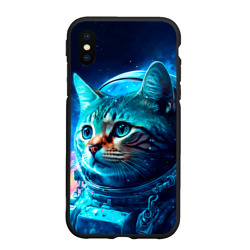 Чехол для iPhone XS Max матовый Кот космонавт и звезды