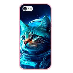 Чехол для iPhone 5/5S матовый Кот космонавт и звезды