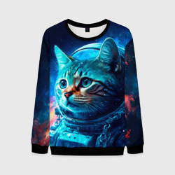 Мужской свитшот 3D Кот космонавт и звезды