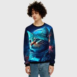 Мужской свитшот 3D Кот космонавт и звезды - фото 2