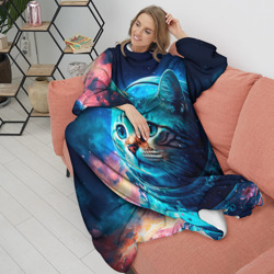 Плед с рукавами Кот космонавт и звезды - фото 2